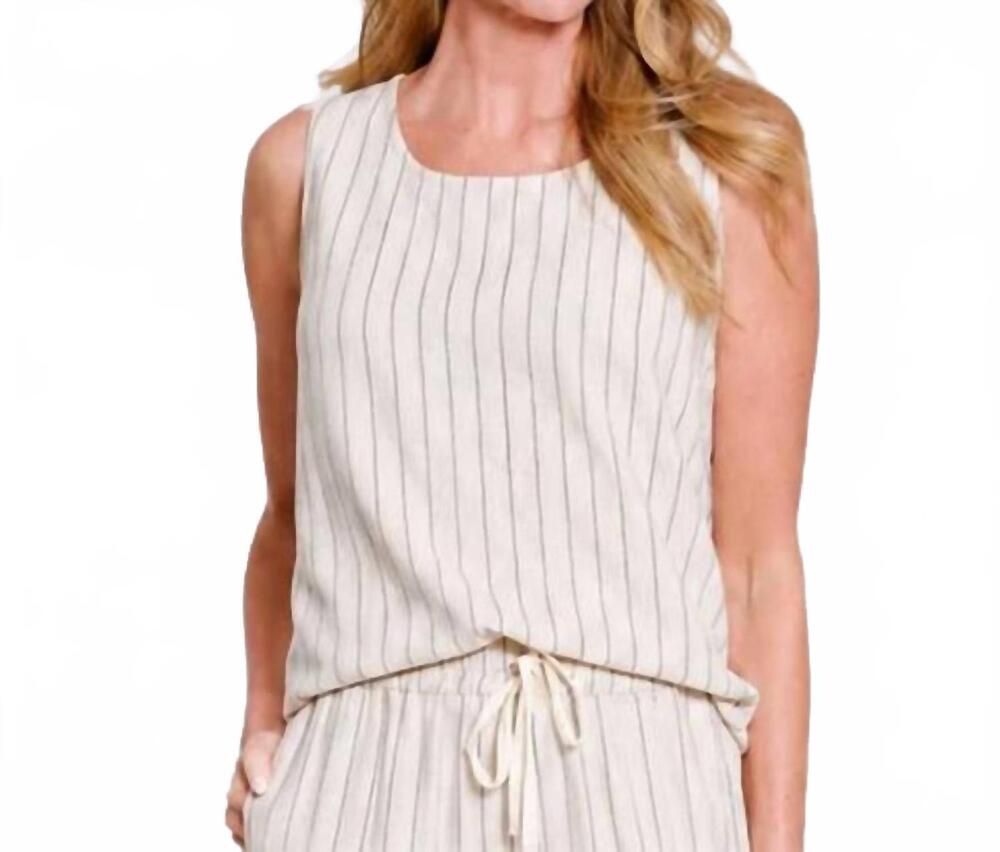 NEW MULTIPLES double scoop neck tank in flax